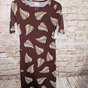 ~LuLaRoe Julia Dress Burgundy Tropical Leaf Print XXS NWT